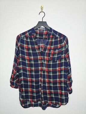 Market & Spruce Plaid Popover Tunic Top Size Medium